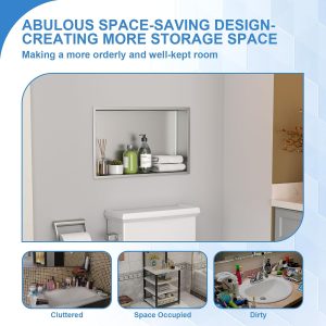 Lordear Shower Niche 20" x 12" Rectangle Double Bathroom Niche, No Tile Needed Recessed Shower Niche Shelf Wall Niche Insert for Bathroom Storage,Niche Bathroom Shower Storage Shower Shelf  from Lordear