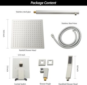 Lordear High Pressure Shower System 10 Inch Shower Faucet Set Wall Mounted Brushed Nickel Finish Stainless Steel Shower Head and Handheld, Brass Main Body Shower Valve Included  from Lordear