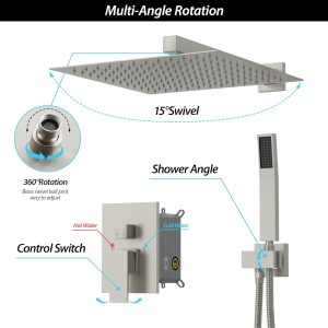 Lordear High Pressure Shower System 10 Inch Shower Faucet Set Wall Mounted Brushed Nickel Finish Stainless Steel Shower Head and Handheld, Brass Main Body Shower Valve Included  from Lordear