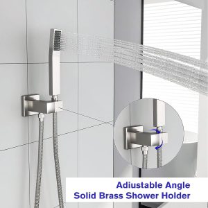 Lordear High Pressure Shower System 10 Inch Shower Faucet Set Wall Mounted Brushed Nickel Finish Stainless Steel Shower Head and Handheld, Brass Main Body Shower Valve Included  from Lordear