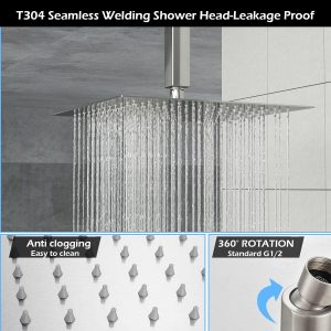 Lordear High Pressure Shower System 10 Inch Shower Faucet Set Wall Mounted Brushed Nickel Finish Stainless Steel Shower Head and Handheld, Brass Main Body Shower Valve Included  from Lordear